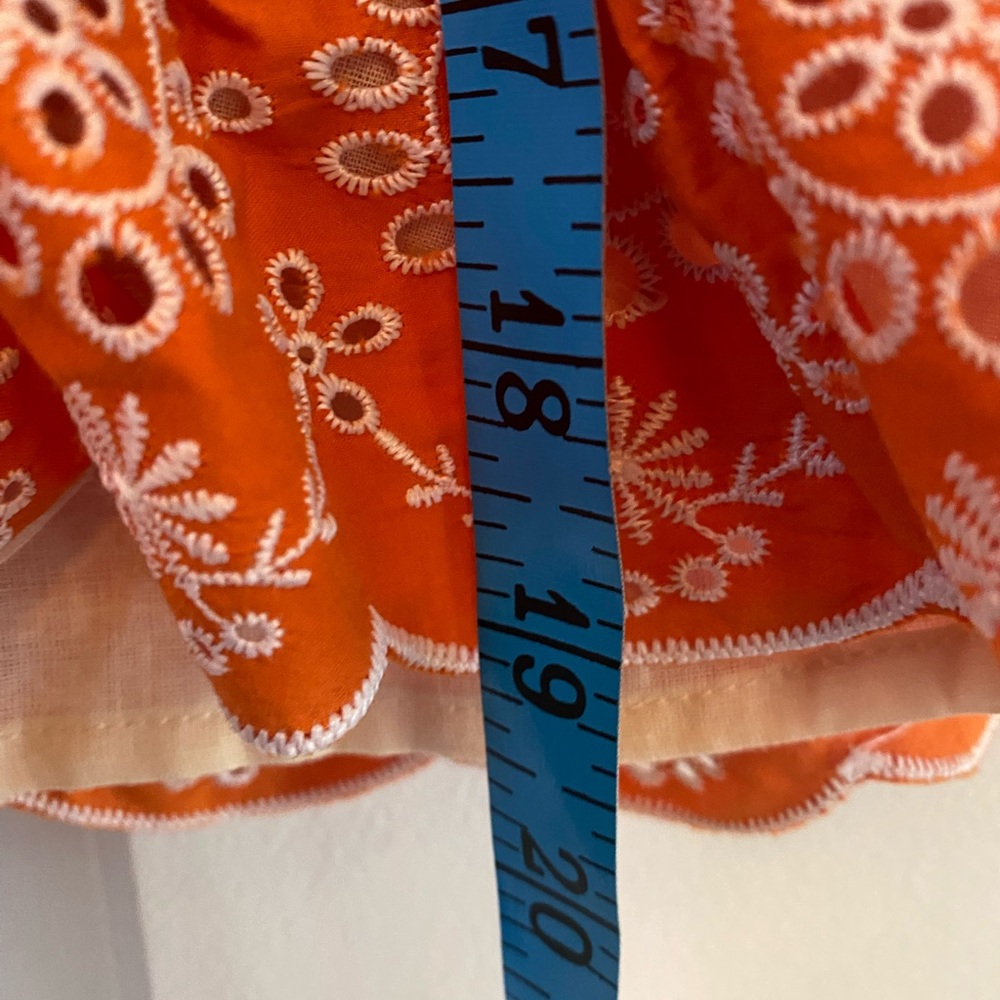 Orange Embroidered Ruffled Crop Top - Picture 5 of 6